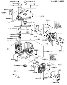 Fxt00v-Ds19 Cylinder And Crankcase Diagram and Parts List for FXT00V-DS19  Cub Cadet Lawn Tractor